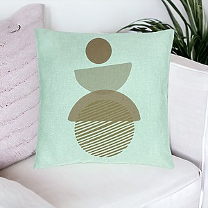 Alternative view of Perna Decorativa, Model cu ModeI Abstract Creativ 1, 40x40 cm, Verde Menta, Husa Detasabila, Burduf