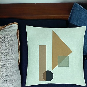 Alternative view of Perna Decorativa, Model Forme Geometrice 1, Multicolor, 40x40 cm, Verde Menta, Husa Detasabila, Burduf