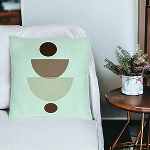 Alternative view of Perna Decorativa, Model cu Model Abstract Creativ 2, 40x40 cm, Verde Menta, Husa Detasabila, Burduf