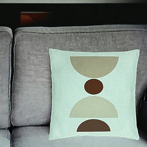 Alternative view of Perna Decorativa, Model cu Model Abstract Creativ 4, 40x40 cm, Verde Menta, Husa Detasabila, Burduf