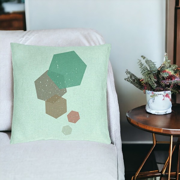 Perna Decorativa, Model Forme Geometrice 2, Multicolor, 40x40 cm, Verde Menta, Husa Detasabila, Burduf 19 bsc0339 PhotoRoom 3