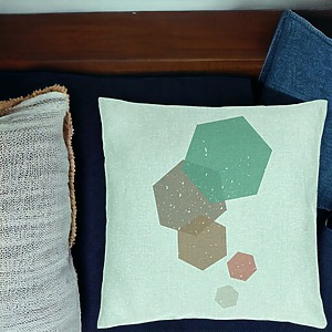 Alternative view of Perna Decorativa, Model Forme Geometrice 2, Multicolor, 40x40 cm, Verde Menta, Husa Detasabila, Burduf