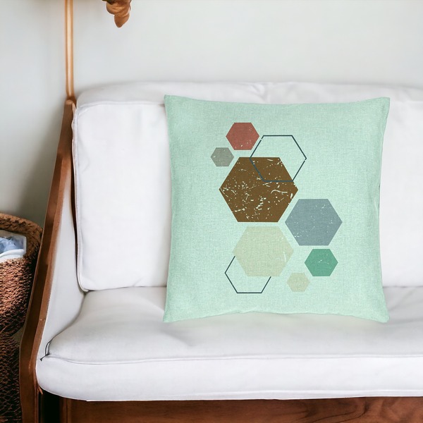 Perna Decorativa, Model Forme Geometrice 3, Multicolor 40x40 cm, Verde Menta, Husa Detasabila, Burduf 16 bsc0340 PhotoRoom