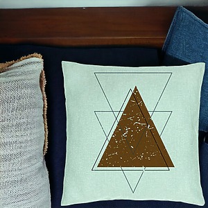 Alternative view of Perna Decorativa, Model Abstracta Forme Geometrice, 40x40 cm, Verde Menta, Husa Detasabila, Burduf