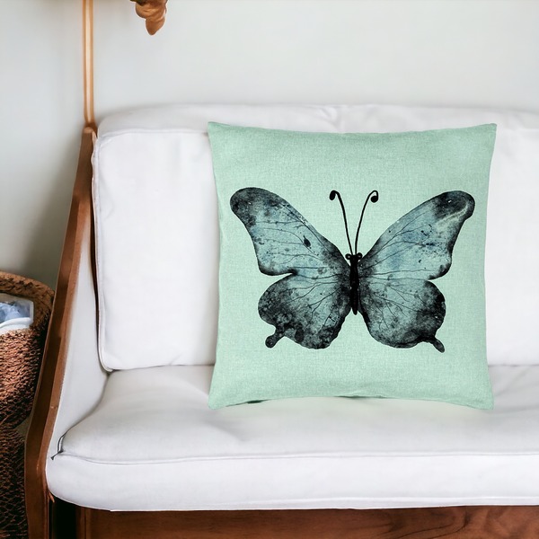 Perna Decorativa, Model Fluture 1, Blue and Black 40x40 cm, Verde Menta, Husa Detasabila, Burduf 18 bsc0343 PhotoRoom 2