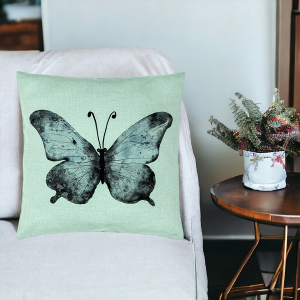 Perna Decorativa, Model Fluture 1, Blue and Black 40x40 cm, Verde Menta, Husa Detasabila, Burduf 19 bsc0343 PhotoRoom 3