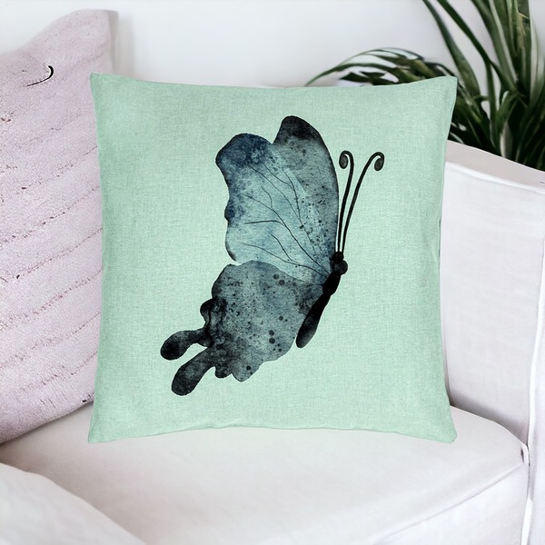 Perna Decorativa, Model Fluture 2, Blue and Black 40x40 cm, Verde Menta, Husa Detasabila, Burduf 17 bsc0344 PhotoRoom 1