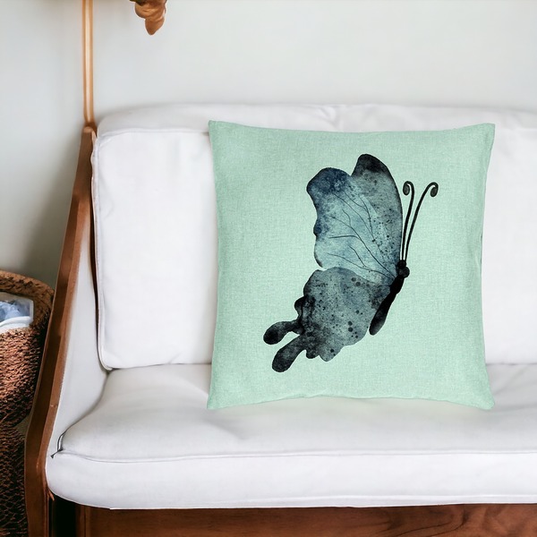 Perna Decorativa, Model Fluture 2, Blue and Black 40x40 cm, Verde Menta, Husa Detasabila, Burduf 18 bsc0344 PhotoRoom 2