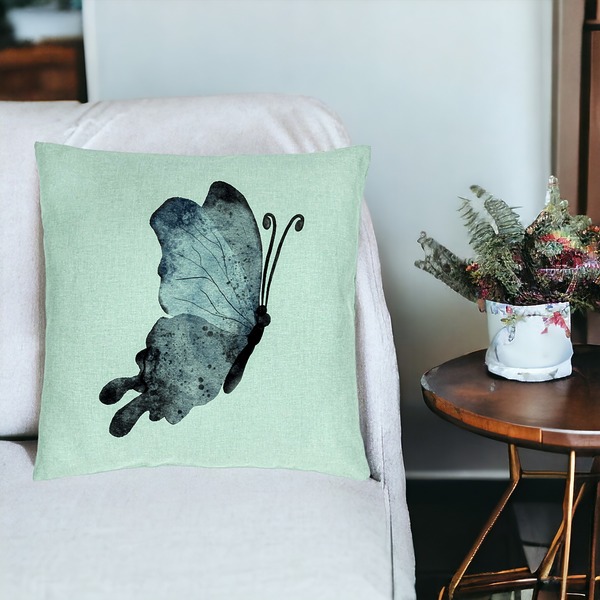 Perna Decorativa, Model Fluture 2, Blue and Black 40x40 cm, Verde Menta, Husa Detasabila, Burduf 19 bsc0344 PhotoRoom 3