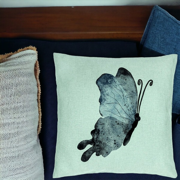 Perna Decorativa, Model Fluture 2, Blue and Black 40x40 cm, Verde Menta, Husa Detasabila, Burduf 16 bsc0344 PhotoRoom