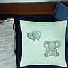 Perna Decorativa, Model Elefant si baloane in forma de inimioare, 40x40 cm, Verde Menta, Husa Detasabila, Burduf 23 bsc0345 PhotoRoom