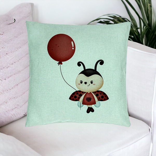 Perna Decorativa, Model Buburuza cu Balon, 40x40 cm, Verde Menta, Husa Detasabila, Burduf 17 bsc0347 PhotoRoom 1