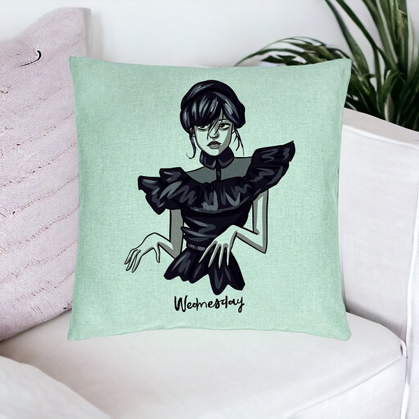 Perna Decorativa, Model Wednesday Addams Dancing Hands 1, 40x40 cm, Verde Menta, Husa Detasabila, Burduf 17 bsc0350 PhotoRoom 1