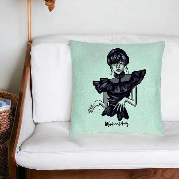 Perna Decorativa, Model Wednesday Addams Dancing Hands 1, 40x40 cm, Verde Menta, Husa Detasabila, Burduf 18 bsc0350 PhotoRoom 2