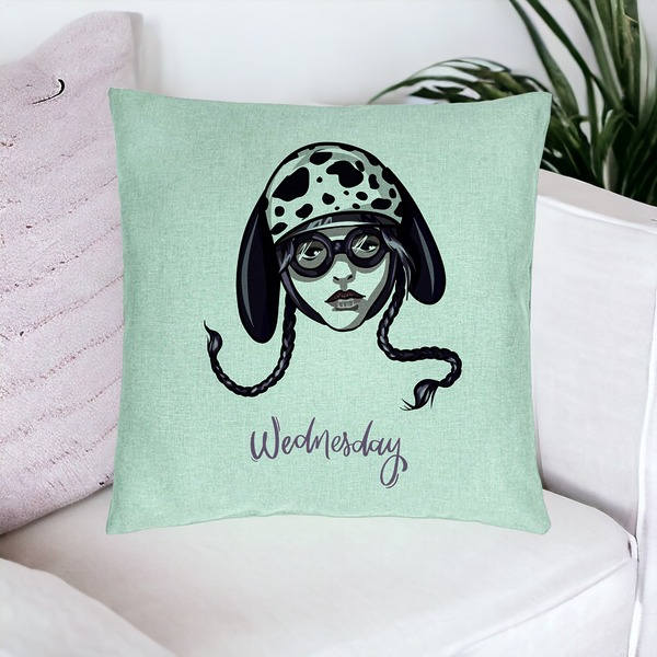 Perna Decorativa, Model Wednesday Addams 1, 40x40 cm, Verde Menta, Husa Detasabila, Burduf 17 bsc0351 PhotoRoom 1
