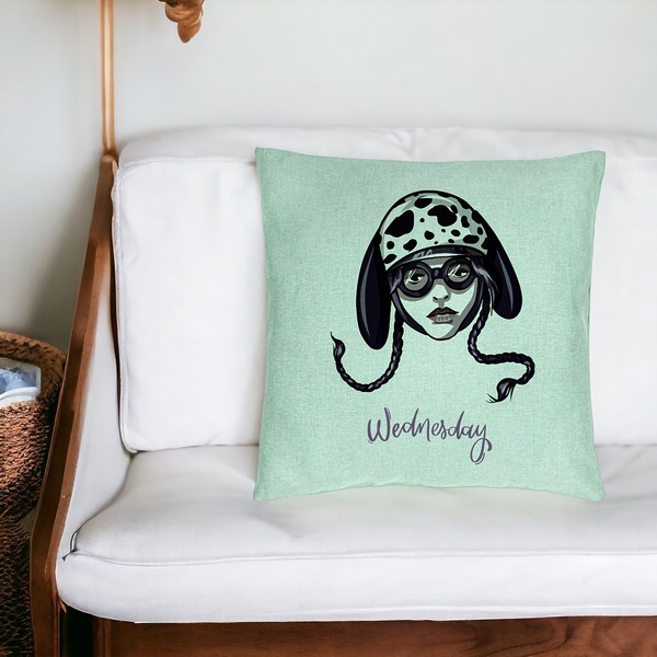 Perna Decorativa, Model Wednesday Addams 1, 40x40 cm, Verde Menta, Husa Detasabila, Burduf 18 bsc0351 PhotoRoom 2