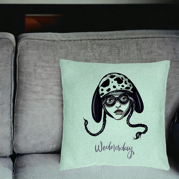 Perna Decorativa, Model Wednesday Addams 1, 40x40 cm, Verde Menta, Husa Detasabila, Burduf 20 bsc0351 PhotoRoom 4