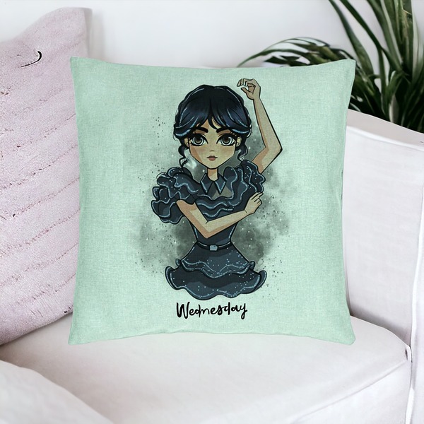 Perna Decorativa, Model Wednesday Addams Dancing Hands 2, 40x40 cm, Verde Menta, Husa Detasabila, Burduf 16 bsc0352 PhotoRoom