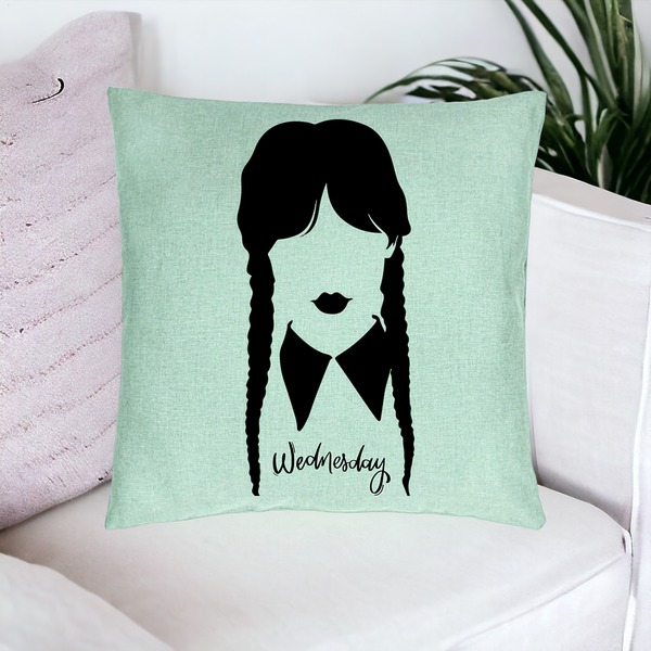 Perna Decorativa, Model Wednesday Addams 2, 40x40 cm, Verde Menta, Husa Detasabila, Burduf 17 bsc0353 PhotoRoom 1
