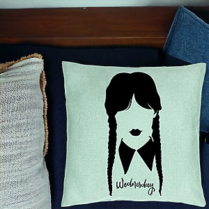 Alternative view of Perna Decorativa, Model Wednesday Addams 2, 40x40 cm, Verde Menta, Husa Detasabila, Burduf