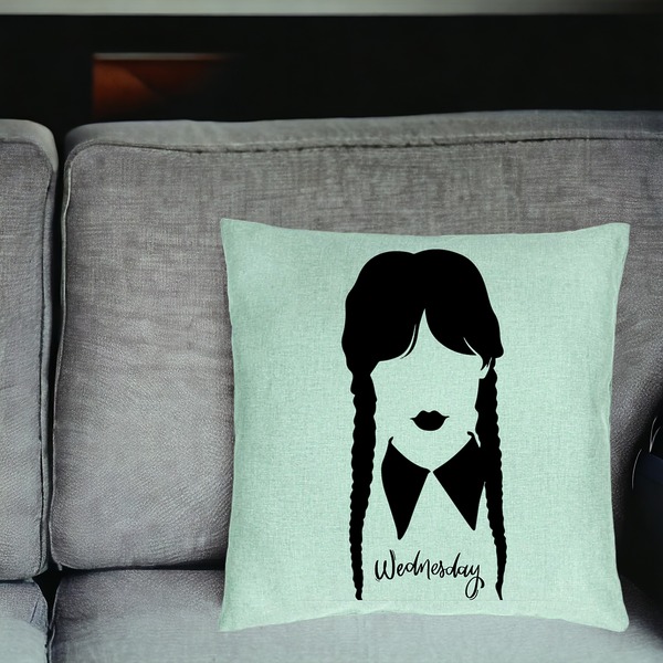 Perna Decorativa, Model Wednesday Addams 2, 40x40 cm, Verde Menta, Husa Detasabila, Burduf 20 bsc0353 PhotoRoom 4