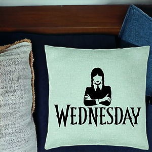 Alternative view of Perna Decorativa, Model Wednesday Addams 4, 40x40 cm, Verde Menta, Husa Detasabila, Burduf