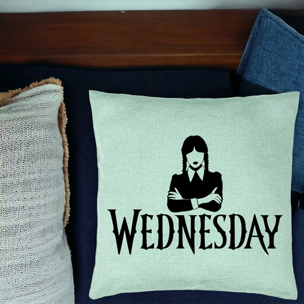 Perna Decorativa, Model Wednesday Addams 4, 40x40 cm, Verde Menta, Husa Detasabila, Burduf 16 bsc0356 PhotoRoom