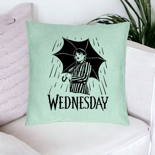 Perna Decorativa, Model Wednesday Addams 5, 40x40 cm, Verde Menta, Husa Detasabila, Burduf 17 bsc0357 PhotoRoom 1