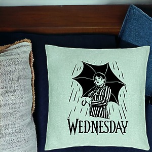 Alternative view of Perna Decorativa, Model Wednesday Addams 5, 40x40 cm, Verde Menta, Husa Detasabila, Burduf