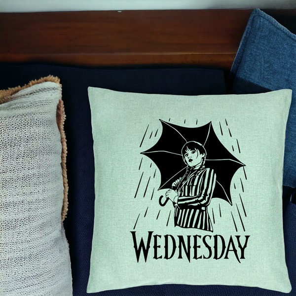 Perna Decorativa, Model Wednesday Addams 5, 40x40 cm, Verde Menta, Husa Detasabila, Burduf 16 bsc0357 PhotoRoom
