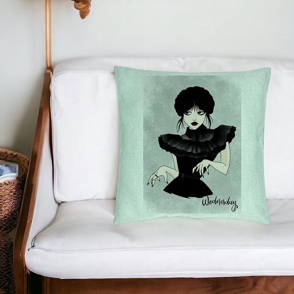 Perna Decorativa, Model Wednesday Addams Dancing Hands 3, 40x40 cm, Verde Menta, Husa Detasabila, Burduf 18 bsc0359 PhotoRoom 2