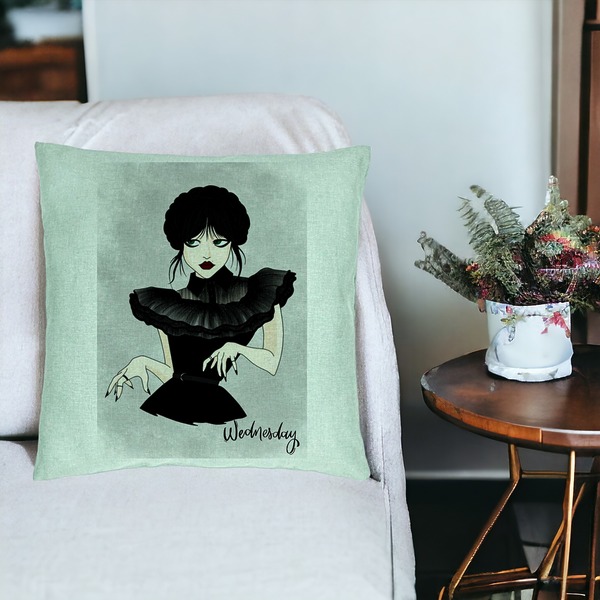 Perna Decorativa, Model Wednesday Addams Dancing Hands 3, 40x40 cm, Verde Menta, Husa Detasabila, Burduf 19 bsc0359 PhotoRoom 3