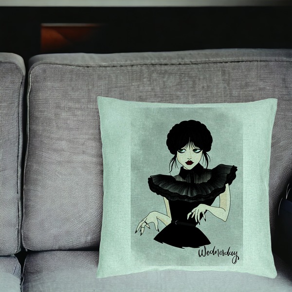 Perna Decorativa, Model Wednesday Addams Dancing Hands 3, 40x40 cm, Verde Menta, Husa Detasabila, Burduf 20 bsc0359 PhotoRoom 4