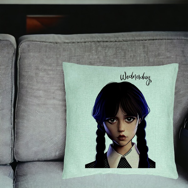 Perna Decorativa, Model Wednesday Addams 8, 40x40 cm, Verde Menta, Husa Detasabila, Burduf 20 bsc0362 PhotoRoom 4