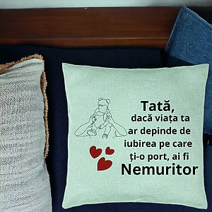 Alternative view of Perna Decorativa, Model pentru Tata 1, 40x40 cm, Verde Menta, Husa Detasabila, Burduf