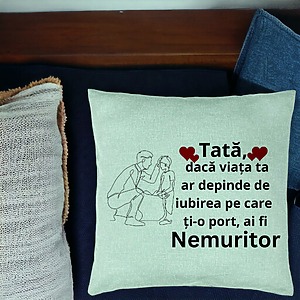 Alternative view of Perna Decorativa, Model pentru Tata 3, 40x40 cm, Verde Menta, Husa Detasabila, Burduf