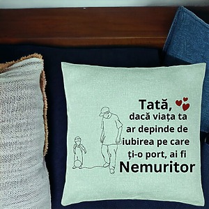 Alternative view of Perna Decorativa, Model pentru Tata 5, 40x40 cm, Verde Menta, Husa Detasabila, Burduf