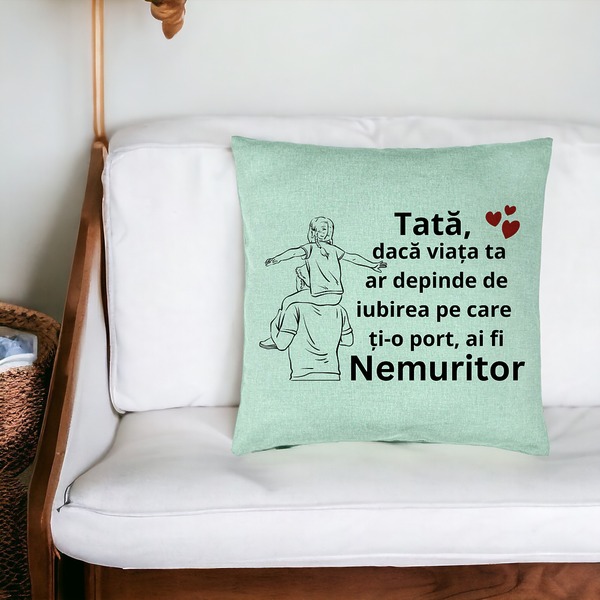 Perna Decorativacu Text pentru Tata 8, 40x40 cm, Verde Menta, Husa Detasabila, Burduf 18 bsc0369 PhotoRoom 2