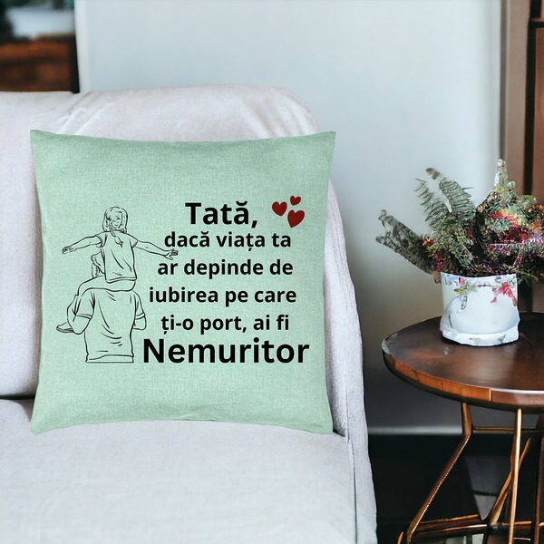 Perna Decorativacu Text pentru Tata 8, 40x40 cm, Verde Menta, Husa Detasabila, Burduf 19 bsc0369 PhotoRoom 3