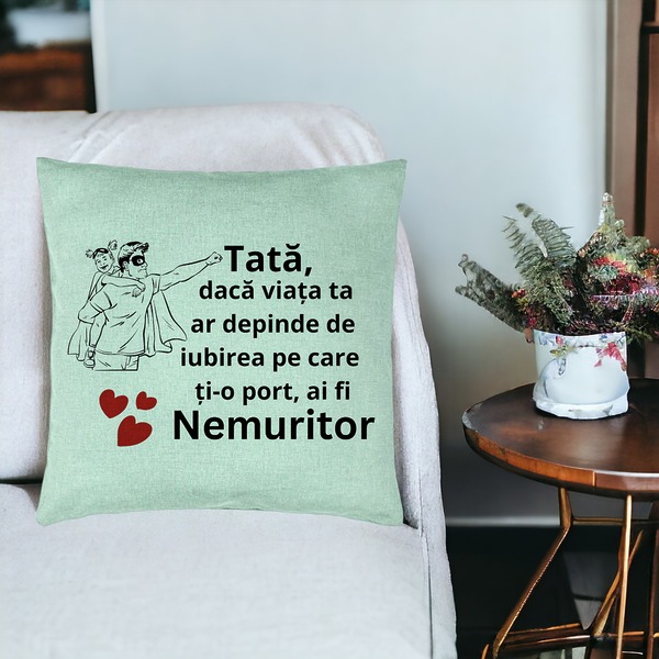 Perna Decorativa, Model pentru Tata 7, 40x40 cm, Verde Menta, Husa Detasabila, Burduf 19 bsc0370 PhotoRoom 3
