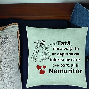 Alternative view of Perna Decorativa, Model pentru Tata 7, 40x40 cm, Verde Menta, Husa Detasabila, Burduf