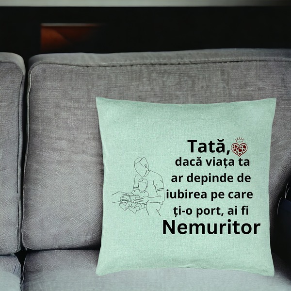 Perna Decorativa, Model pentru Tata 8, 40x40 cm, Verde Menta, Husa Detasabila, Burduf 20 bsc0371 PhotoRoom 4