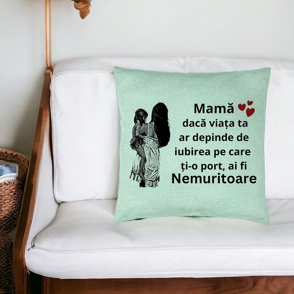Perna Decorativa, Model pentru Mama 1, 40x40 cm, Verde Menta, Husa Detasabila, Burduf 18 bsc0375 PhotoRoom 2