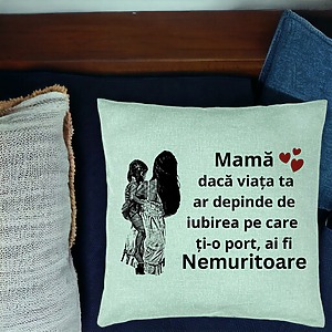 Alternative view of Perna Decorativa, Model pentru Mama 1, 40x40 cm, Verde Menta, Husa Detasabila, Burduf