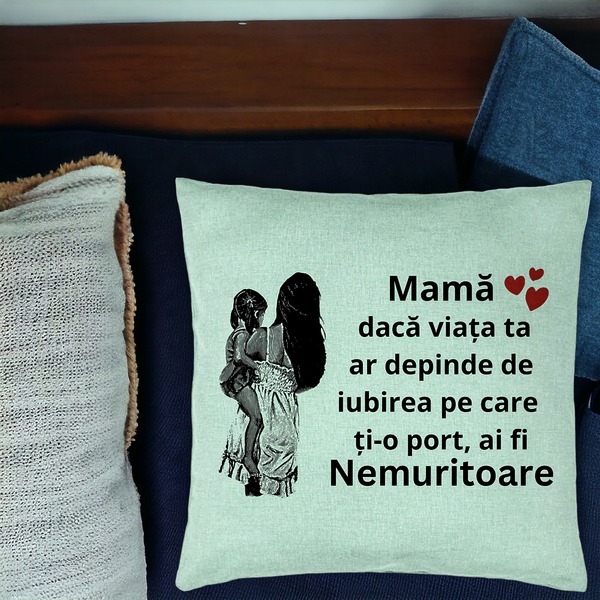 Perna Decorativa, Model pentru Mama 1, 40x40 cm, Verde Menta, Husa Detasabila, Burduf 16 bsc0375 PhotoRoom