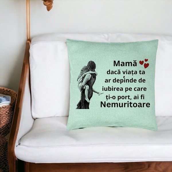 Perna Decorativa, Model pentru Mama 2, 40x40 cm, Verde Menta, Husa Detasabila, Burduf 18 bsc0376 PhotoRoom 2