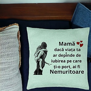 Alternative view of Perna Decorativa, Model pentru Mama 2, 40x40 cm, Verde Menta, Husa Detasabila, Burduf