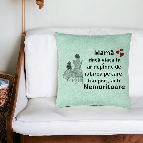 Perna Decorativa, Model pentru Mama 3, 40x40 cm, Verde Menta, Husa Detasabila, Burduf 18 bsc0377 PhotoRoom 2