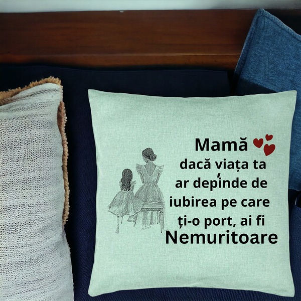 Perna Decorativa, Model pentru Mama 3, 40x40 cm, Verde Menta, Husa Detasabila, Burduf 16 bsc0377 PhotoRoom