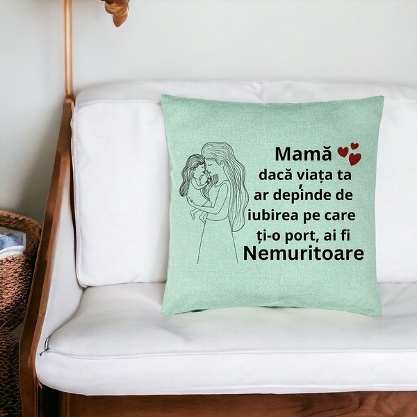 Perna Decorativa, Model pentru Mama 4, 40x40 cm, Verde Menta, Husa Detasabila, Burduf 18 bsc0378 PhotoRoom 2